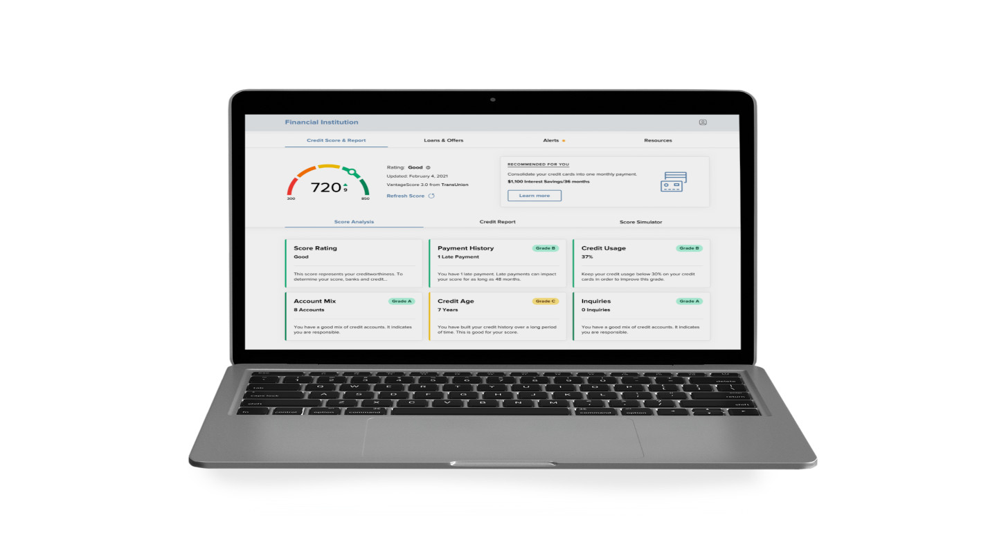 Laptop displaying credit sense data