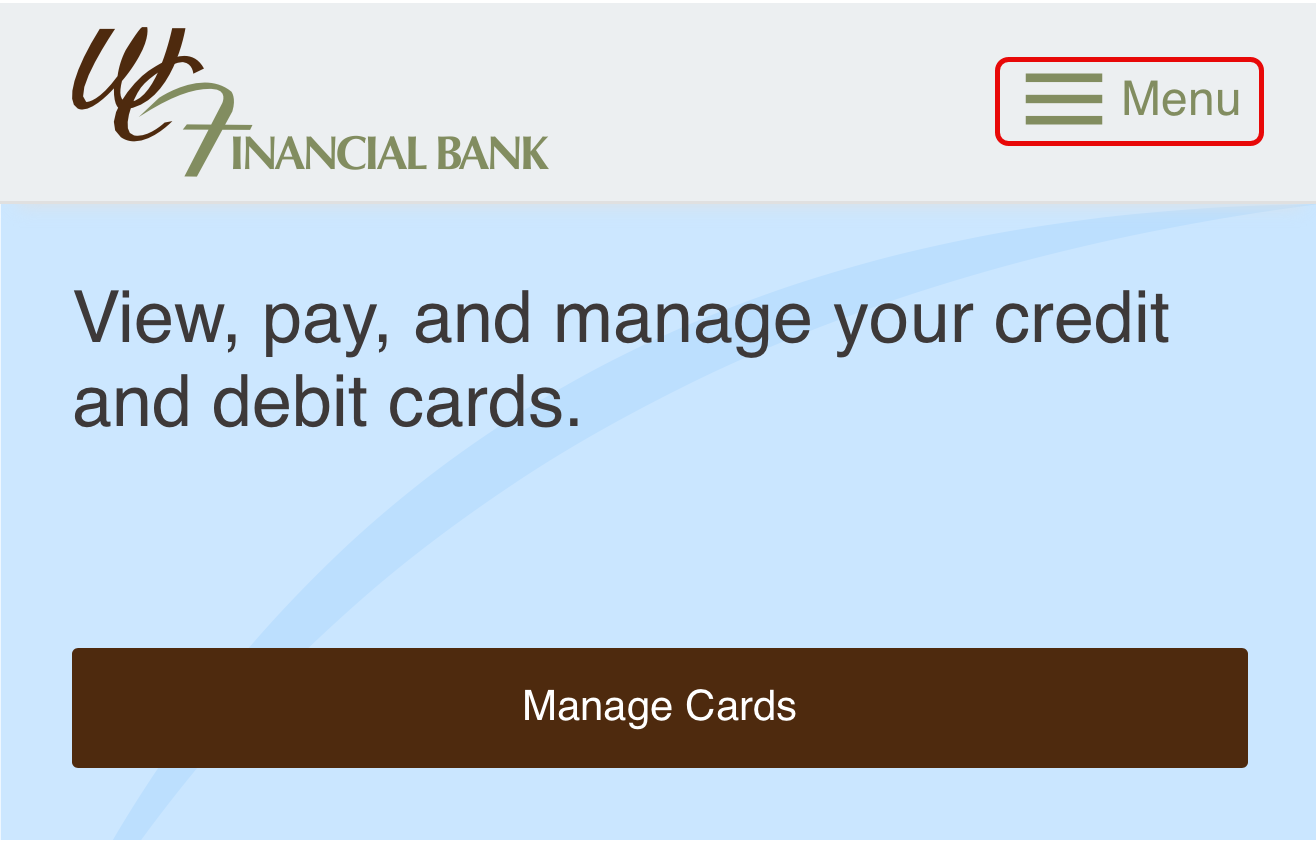 screenshot of wcf mobile baking menu link